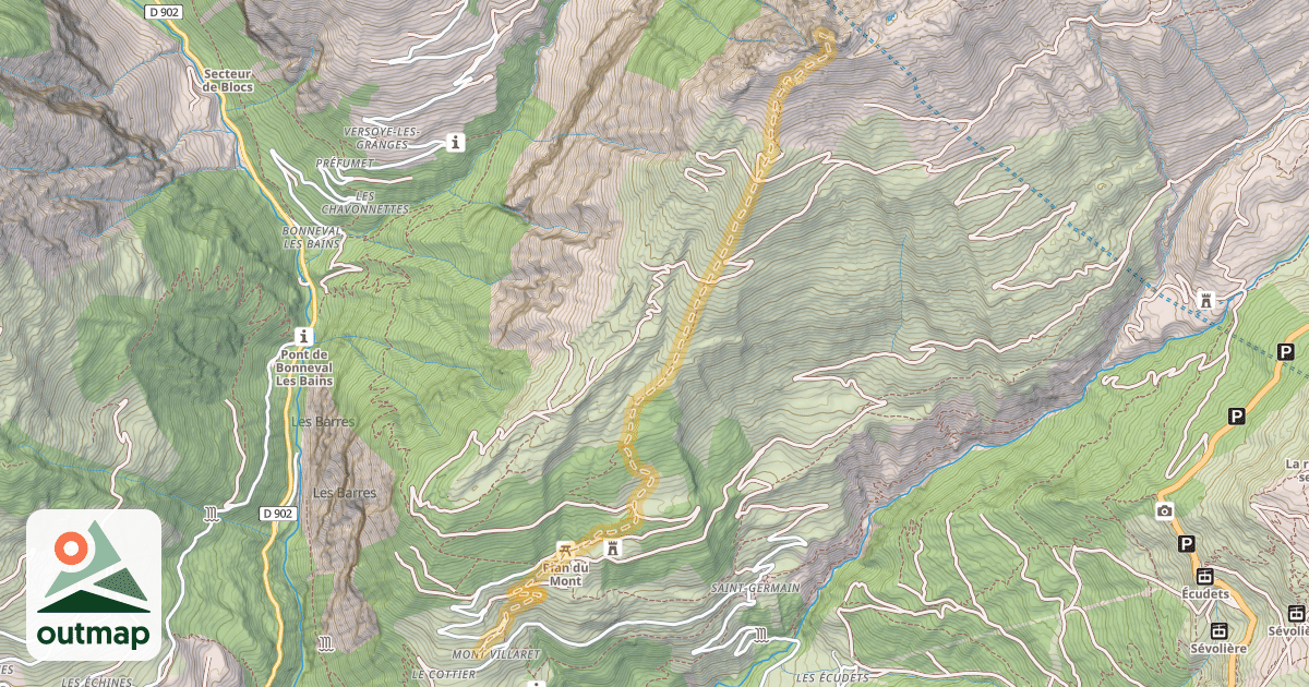 Map of Aiguille du Clapet — Le Mont-Villaret