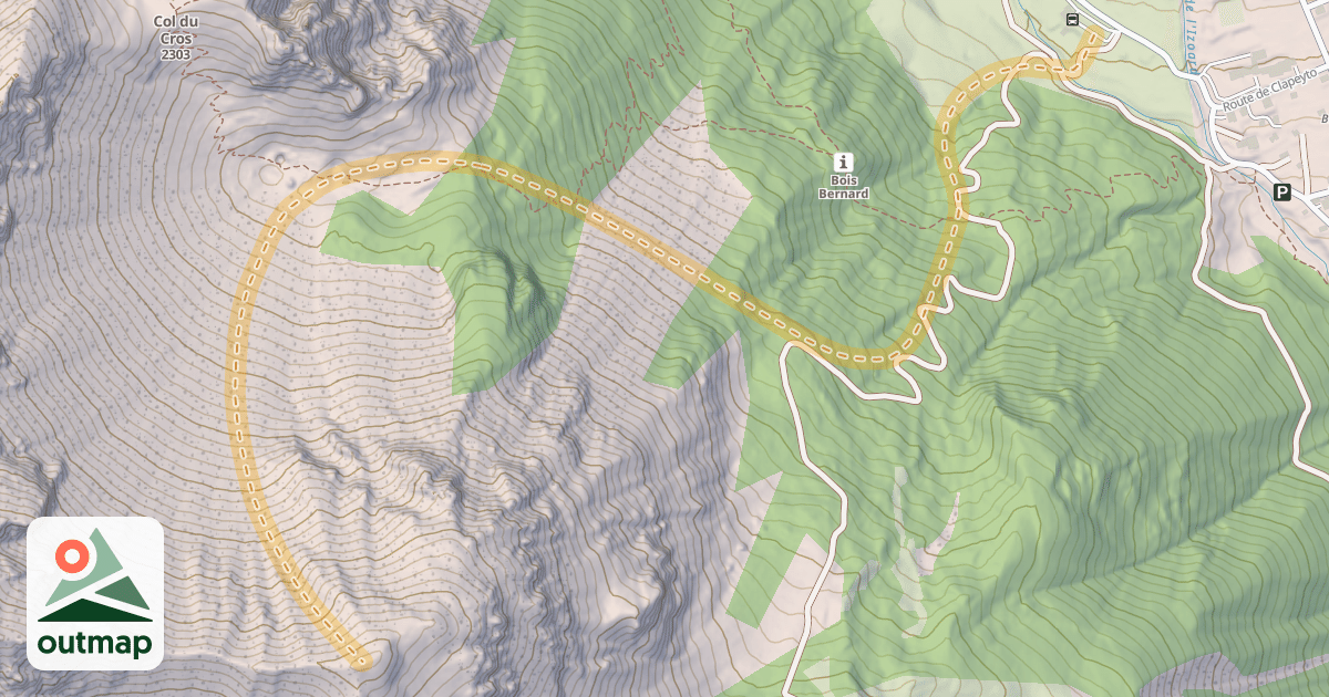 Map of Crête de Jambe Route — Brunissard