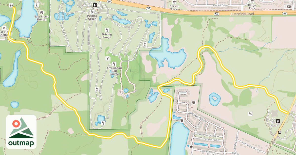 Map of Danada-Herrick Lake Regional Trail
