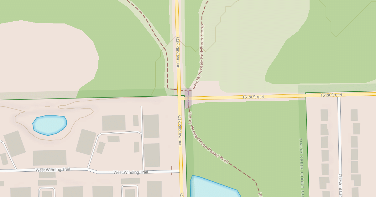Map preview of Tinley Creek Green Paved Trail