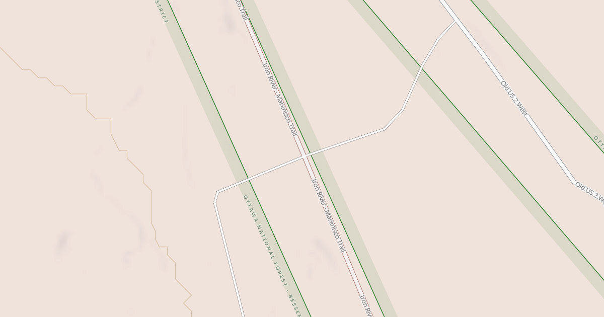 Map preview of Iron River To Marenisco Route