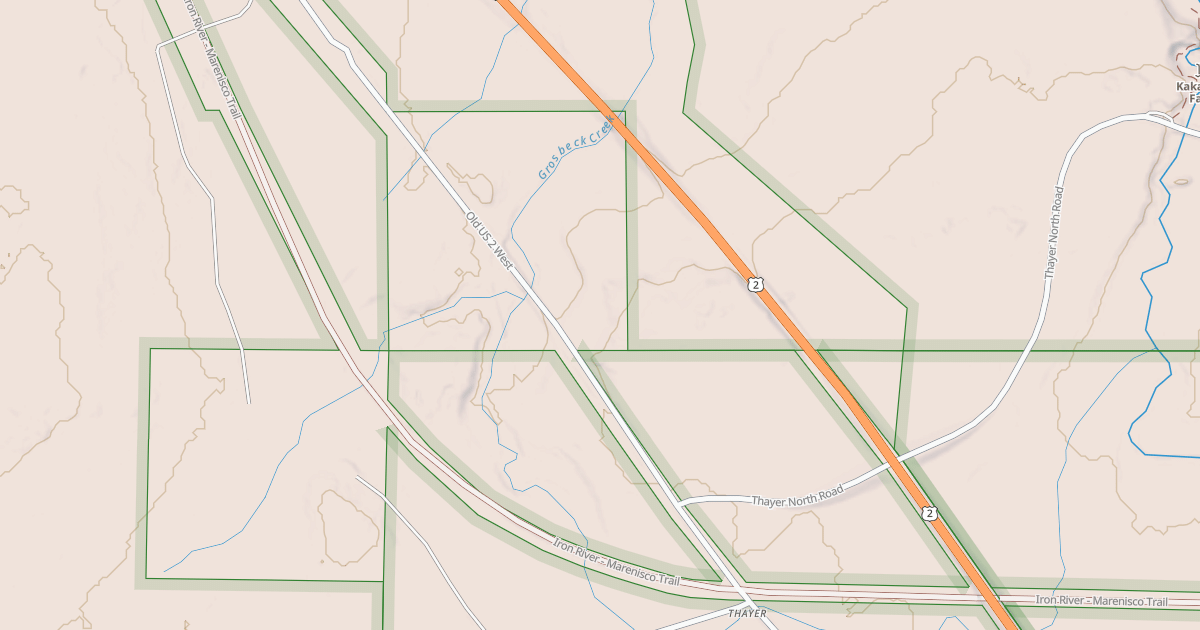 Map preview of Iron River To Marenisco Route