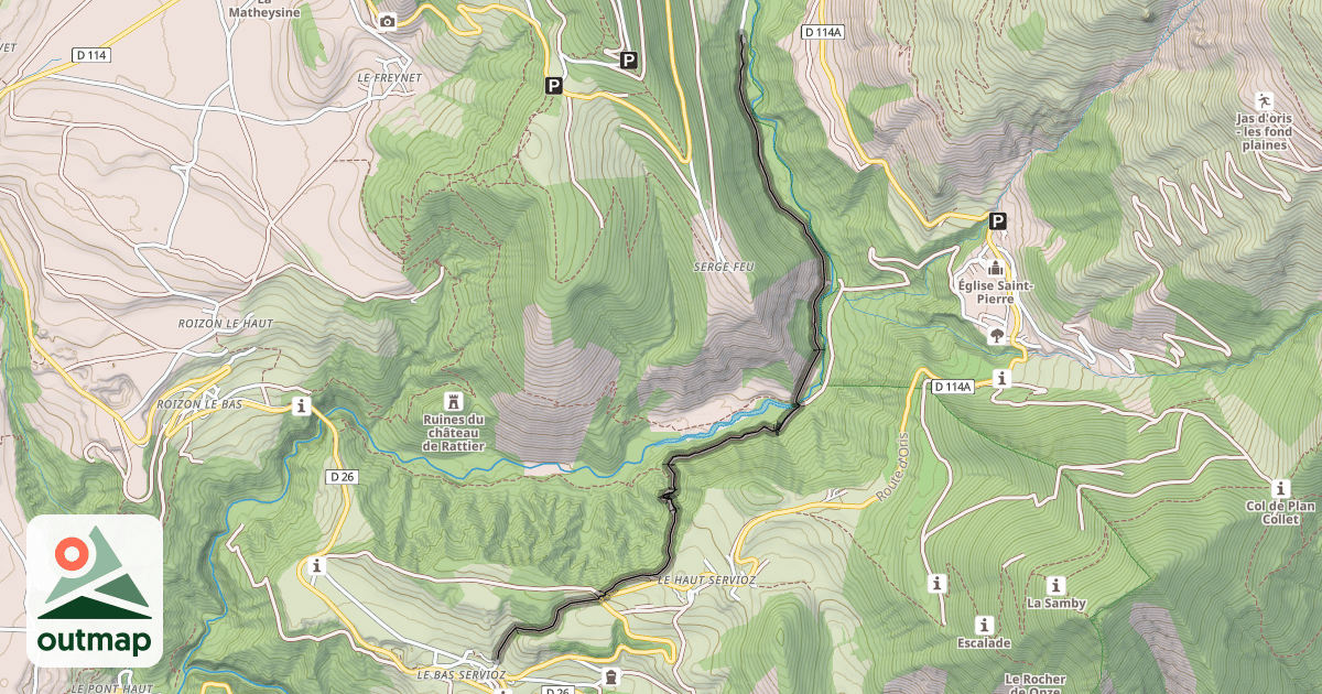Map of Servioz à Serge Feu