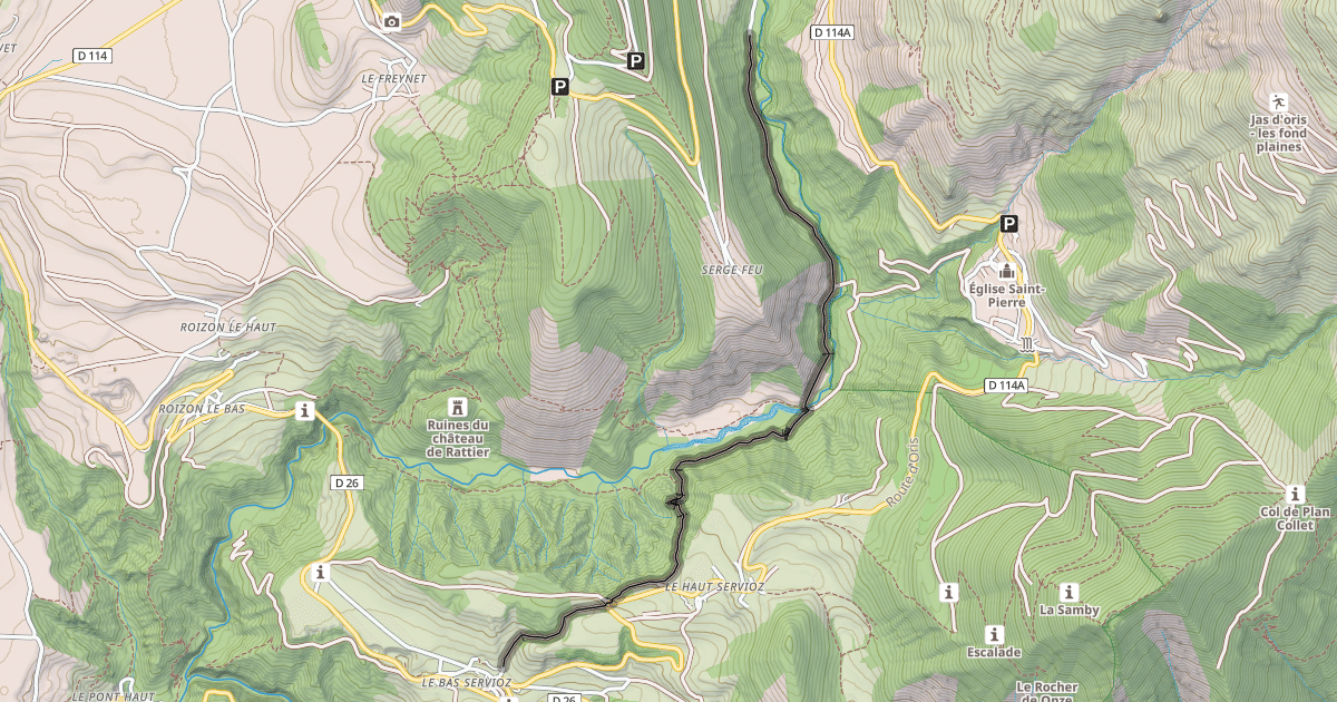 Map preview of Servioz à Serge Feu