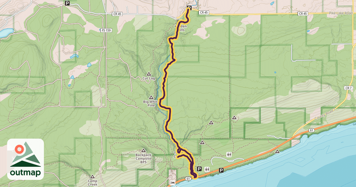 Map of Superior Hiking Trail - Cascade River Loop