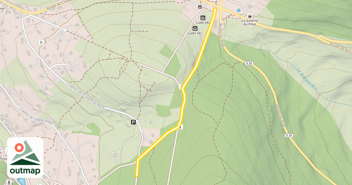Map of accès pistes ski de fond du Bessat