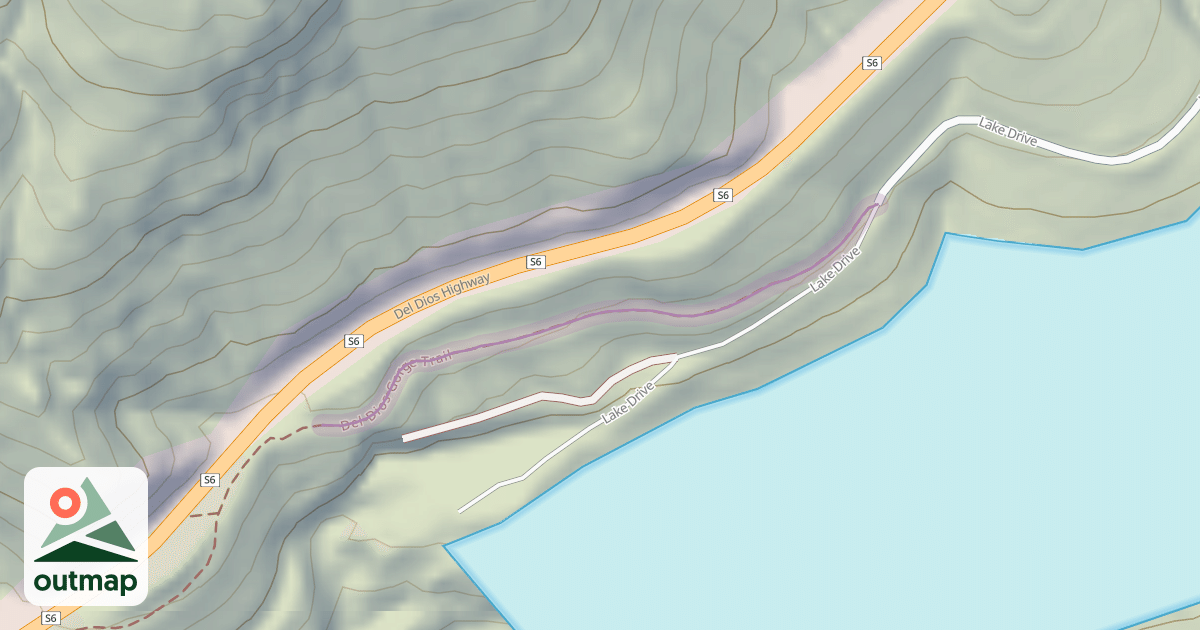 Map of Del Dios Gorge Trail