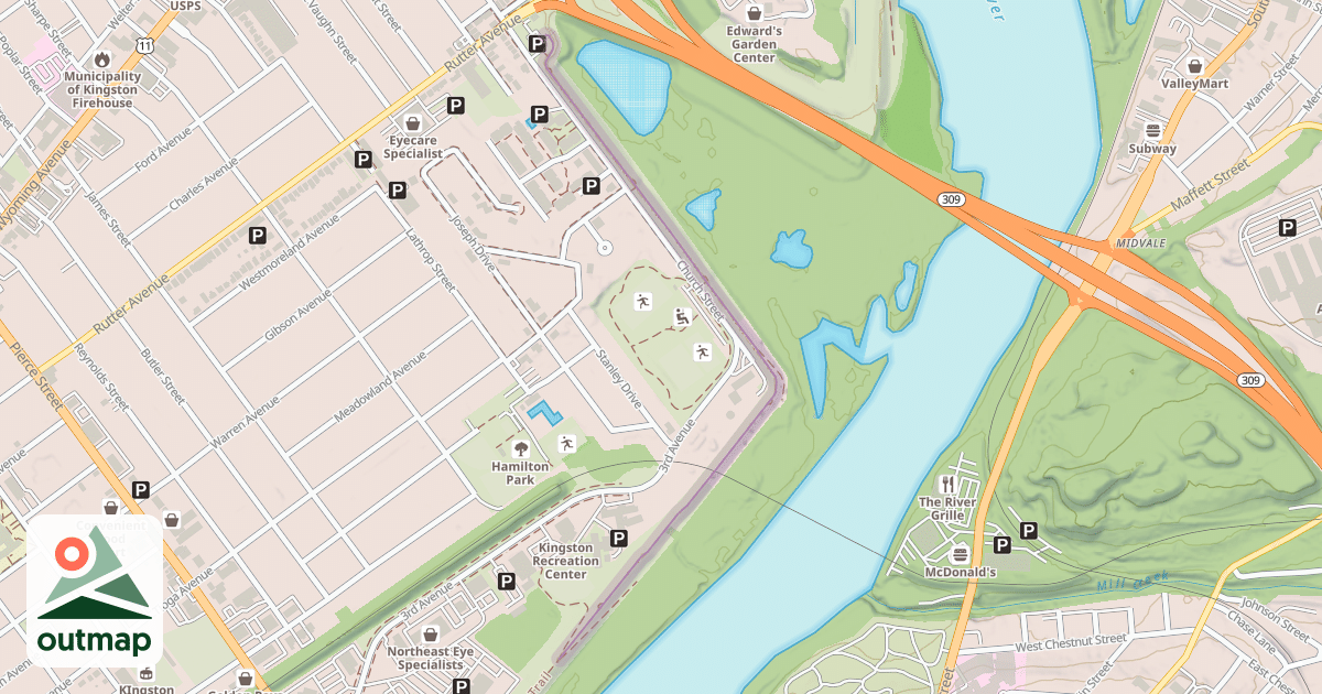 Map of Luzerne County Levee Trail
