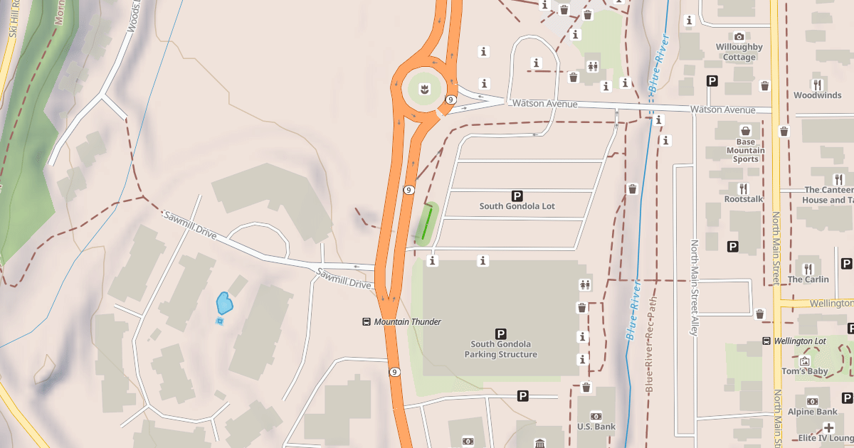 Map preview of Gondola Ski Back-Parking Lot Access