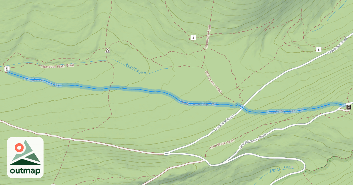 Map of Shingletown Gap Trail