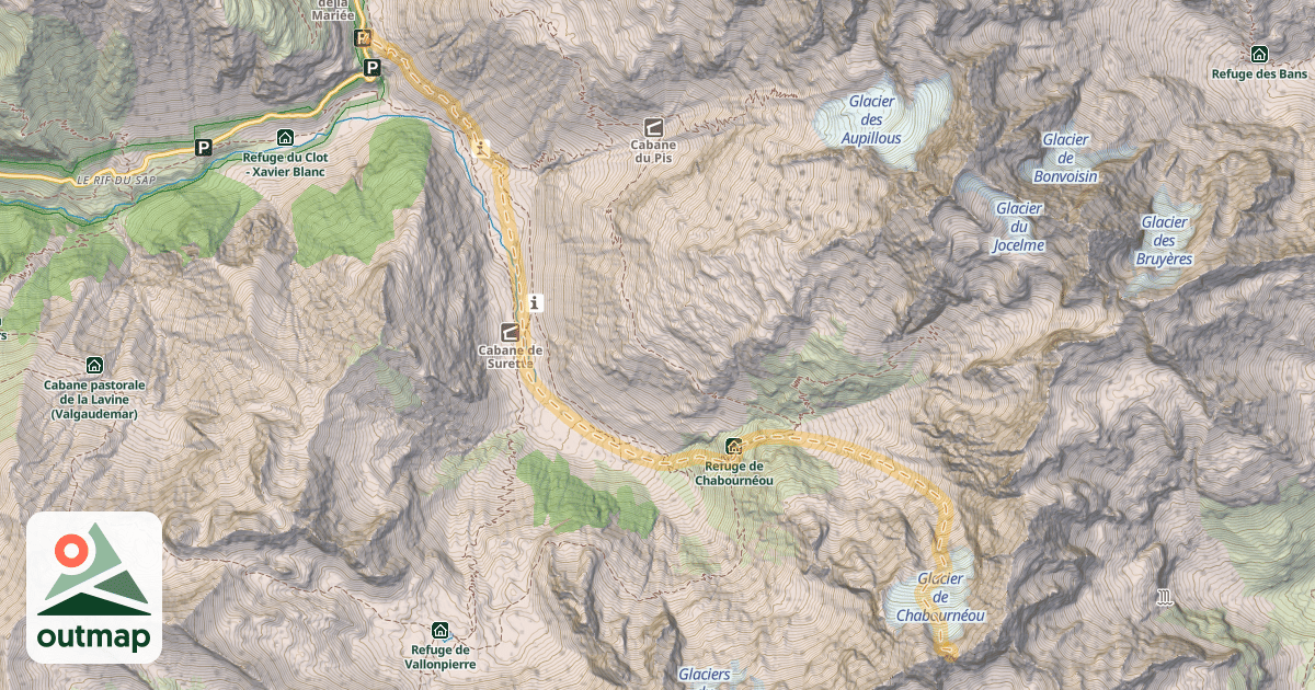 Map of Col de Verdonne — Parking 1572