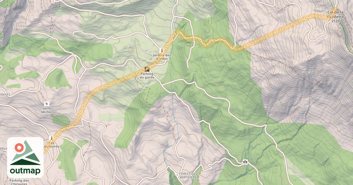 Map of Col de la Gardette — Les Chirouzes
