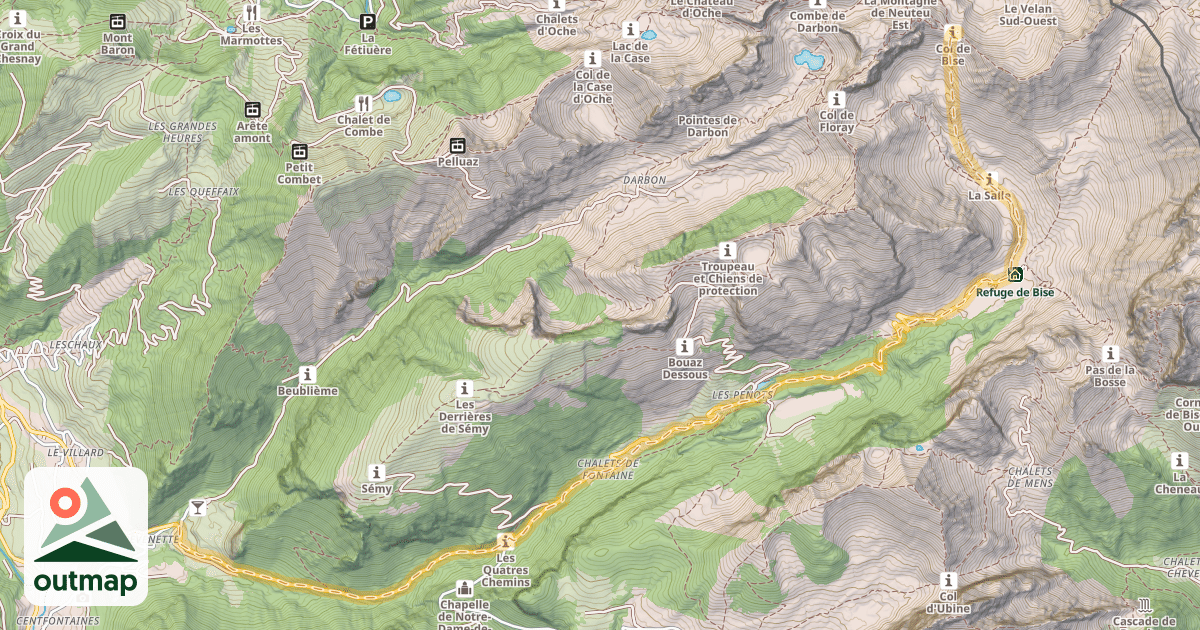 Map of Col de Bise — La Revenette