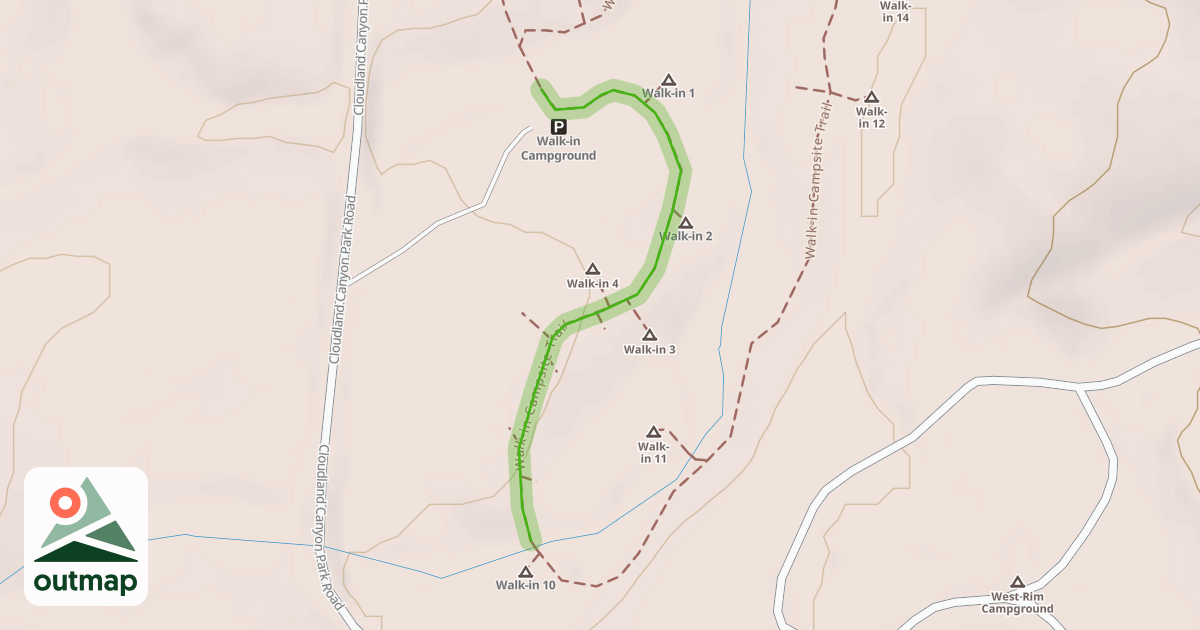 Map of Walk-in Campsite Trail