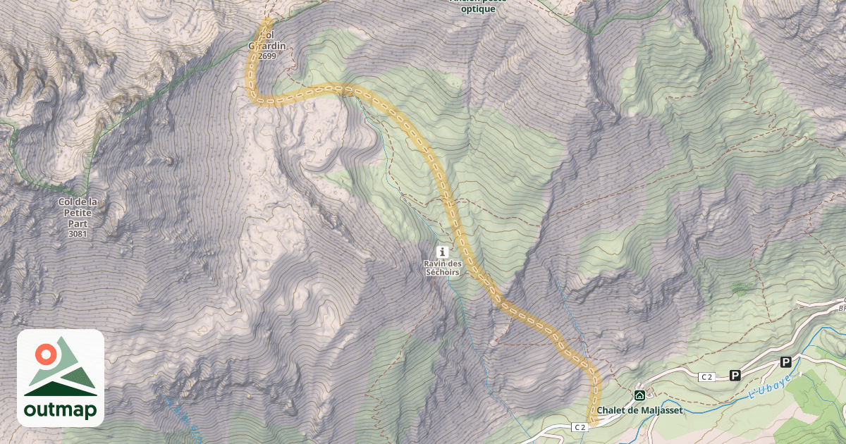 Map of Col Girardin — Maljasset