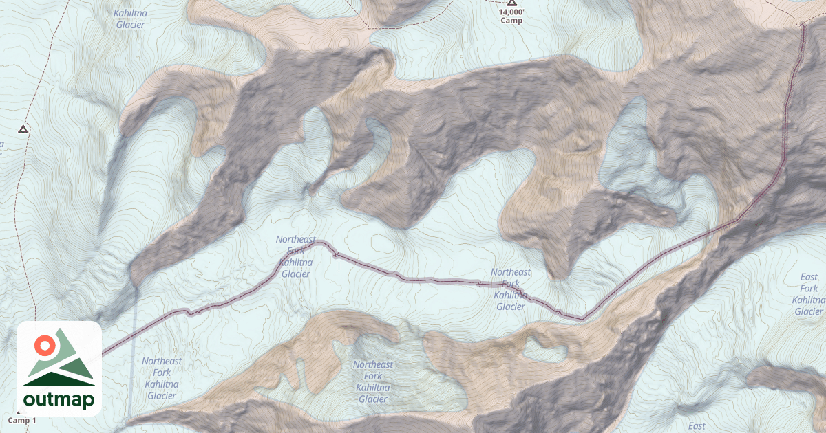 Map of Cassin Ridge Route