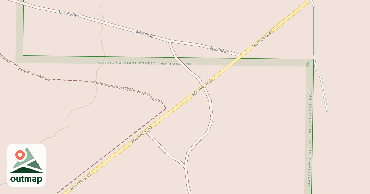 Map of Tomahawk Motorcycle Trail B Loop