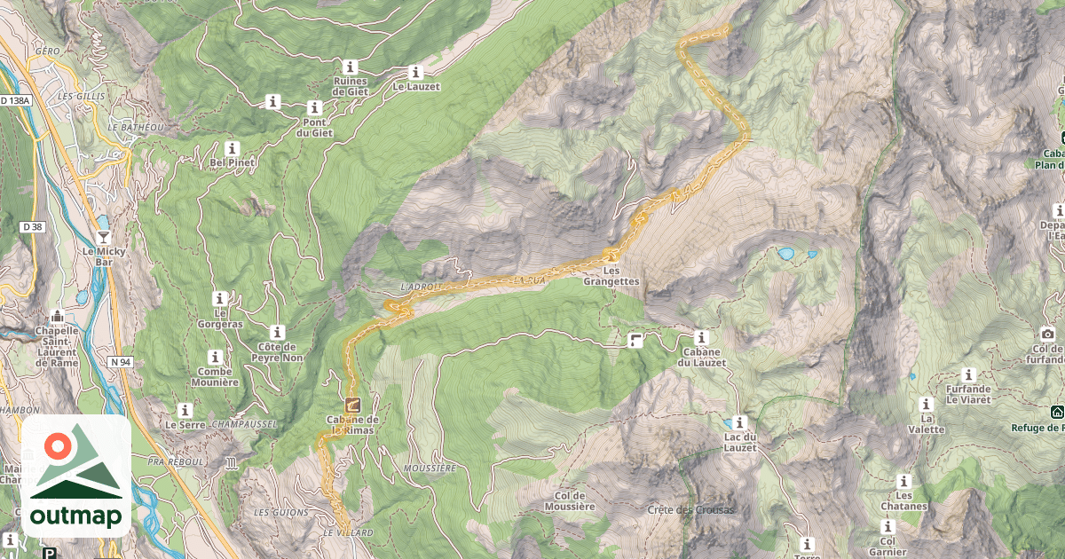 Map of Croix de Ratier — Le Villard
