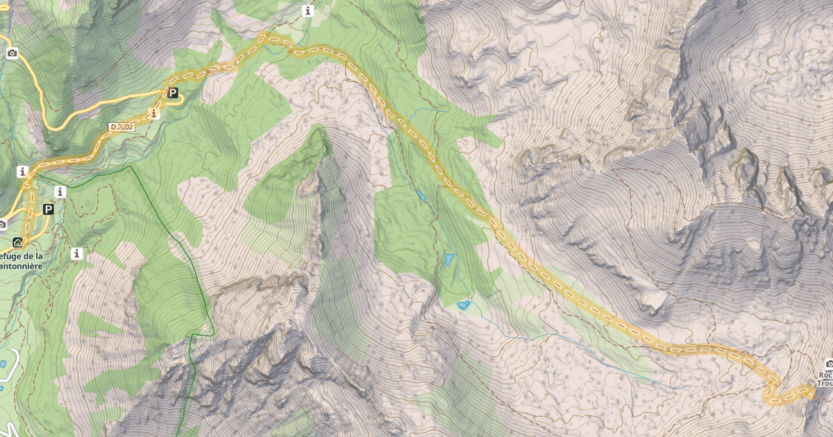Map preview of Col de la Roche Trouée — Refuge de la Cantonnière