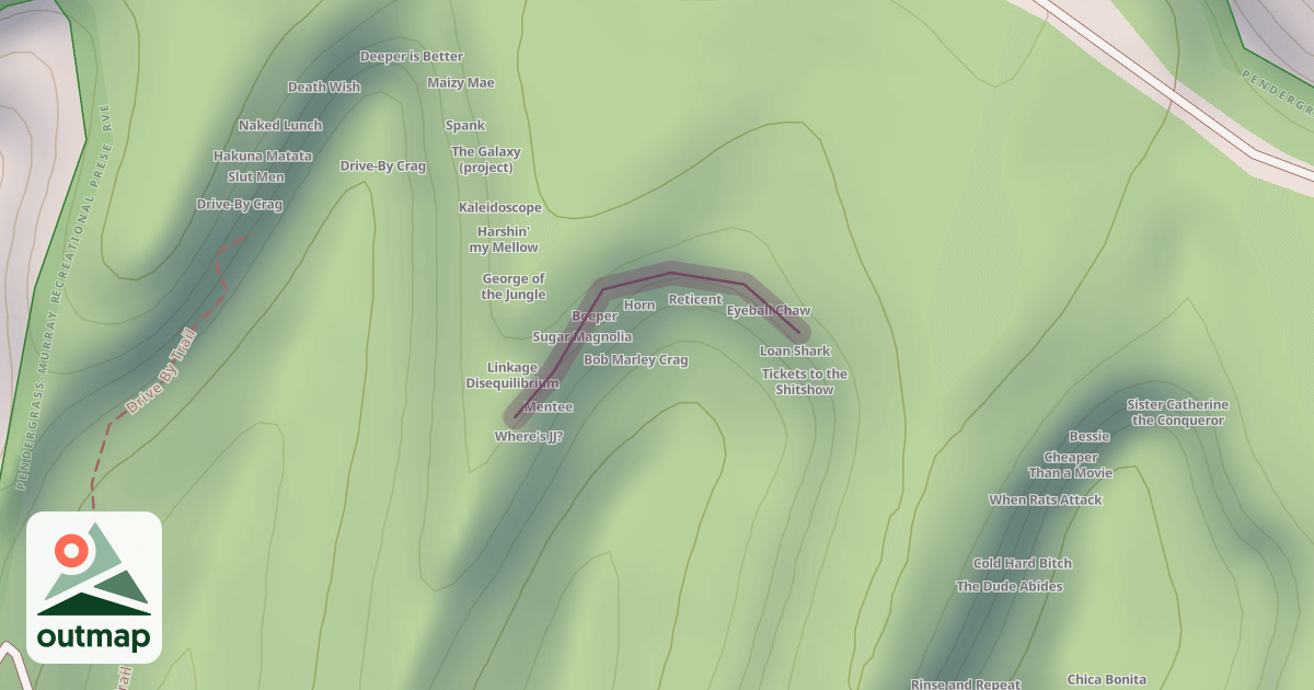 Map of Bob Marley Crag