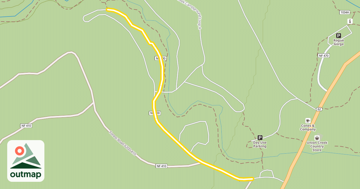 Map of Union Creek Campground Road