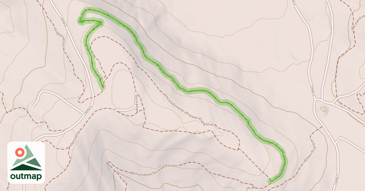 Map of Cougar Tracks (Threadstone) Trail
