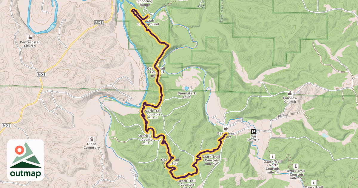 Map of Ozark Trail - Courtois Section