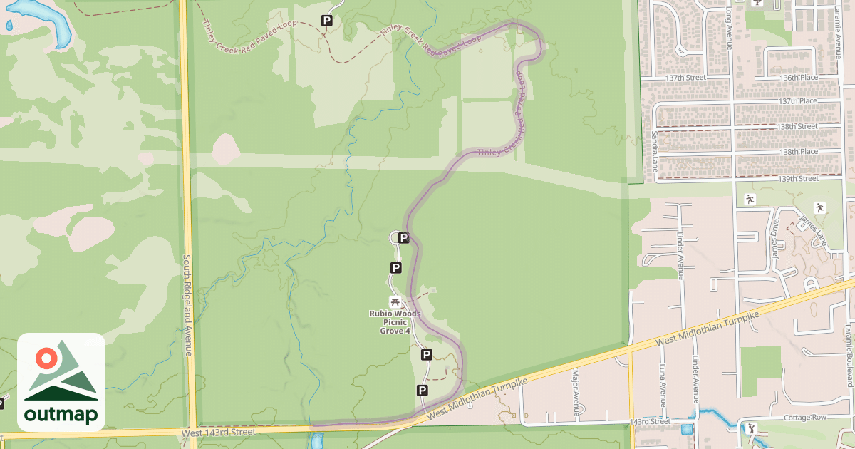 Map of Tinley Creek Red Paved Loop