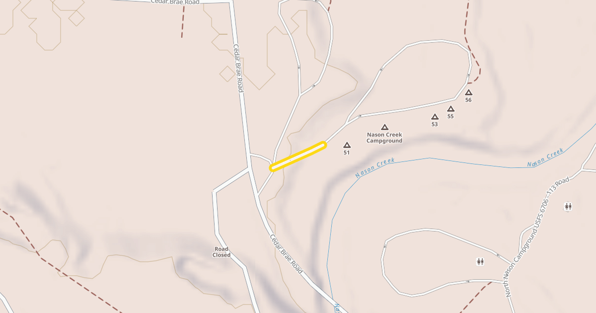 Map preview of West Nason Campground USFS 6706 - 112 Road