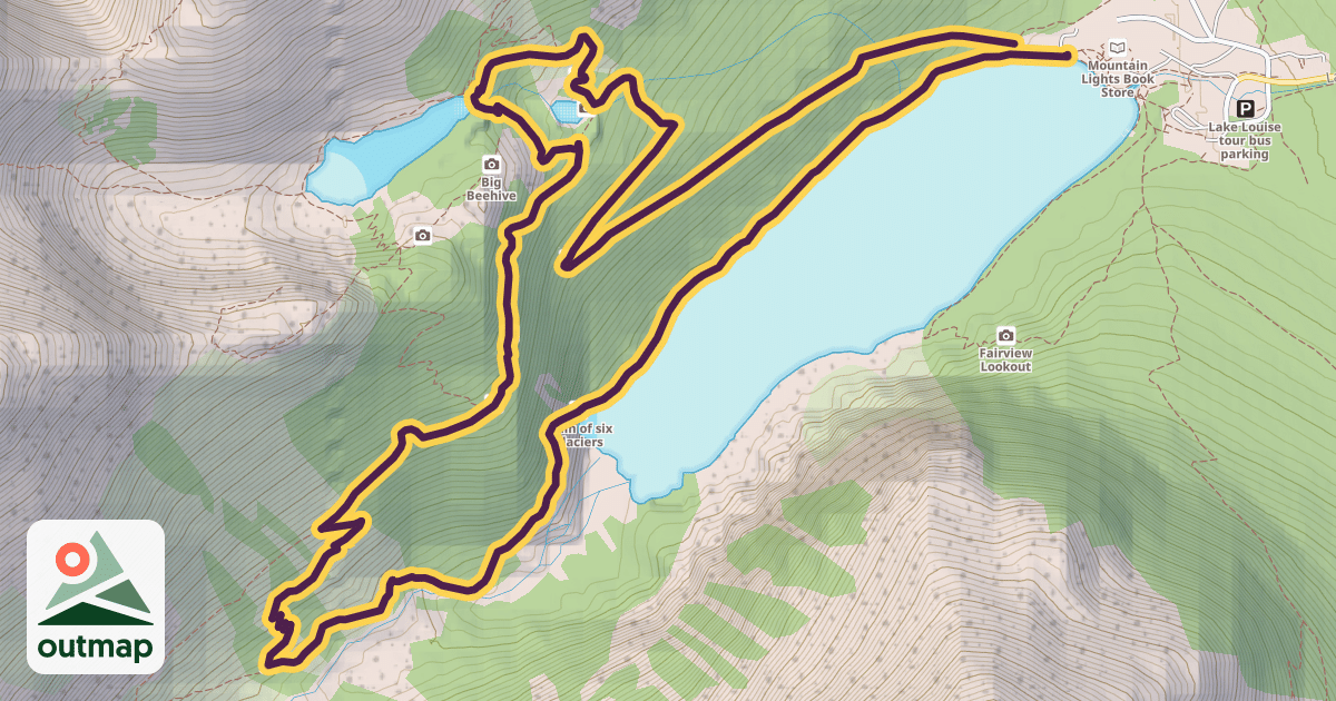 Map of Plain of Six Glaciers Trail