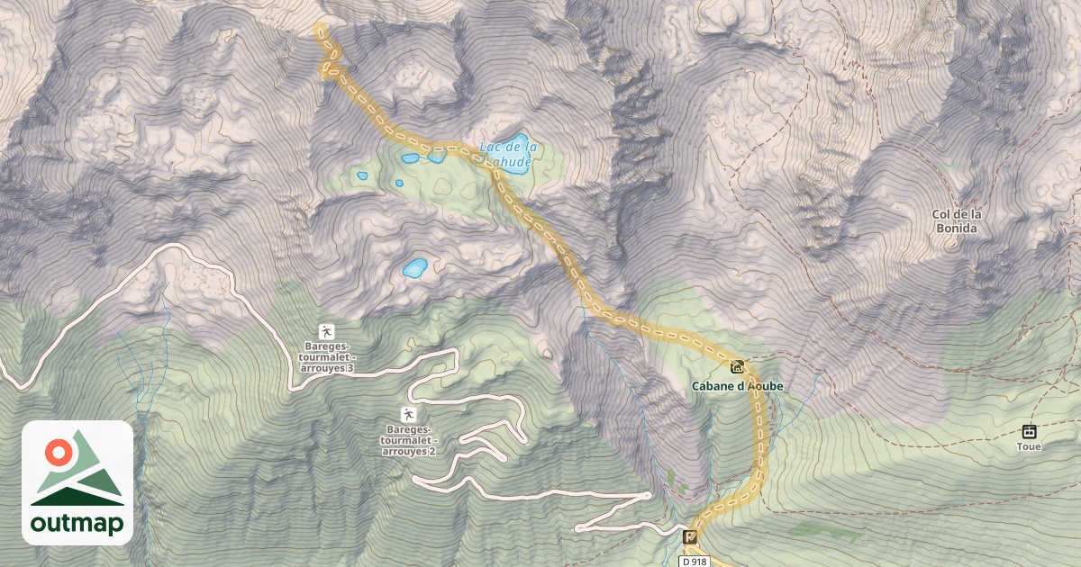 Map of Pic de Barbe — Parking d'Aoube