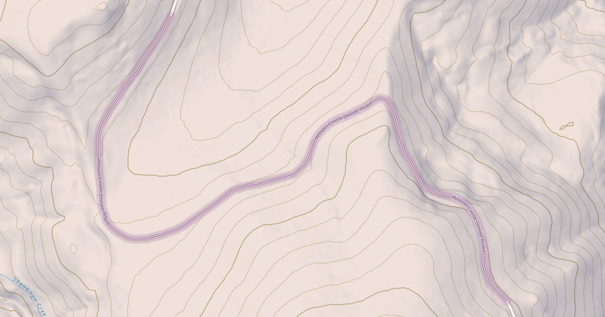 Map preview of Wilson Creek Divide Road