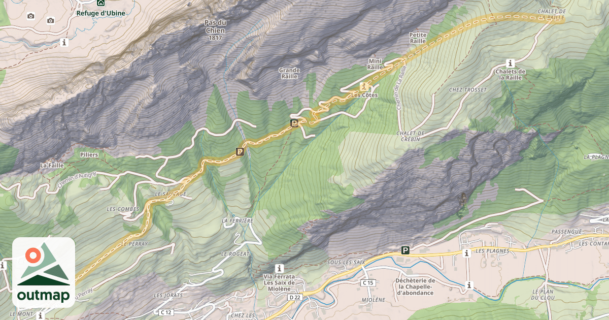 Map of Chalet de la Raille — Le Mont