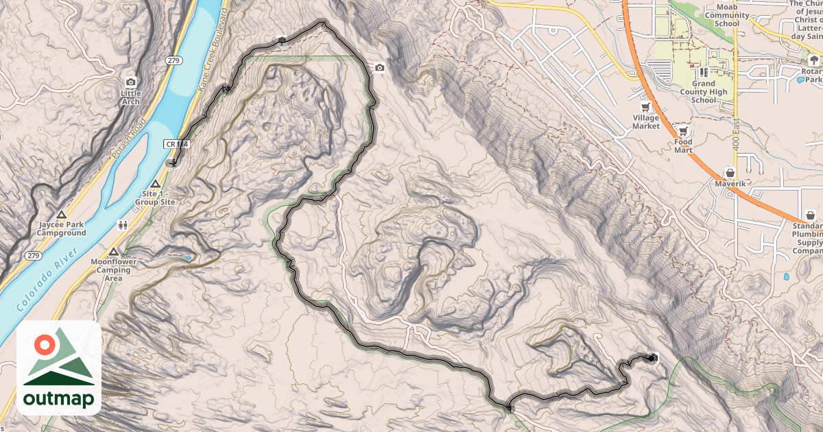 Map of Moab Rim Trail