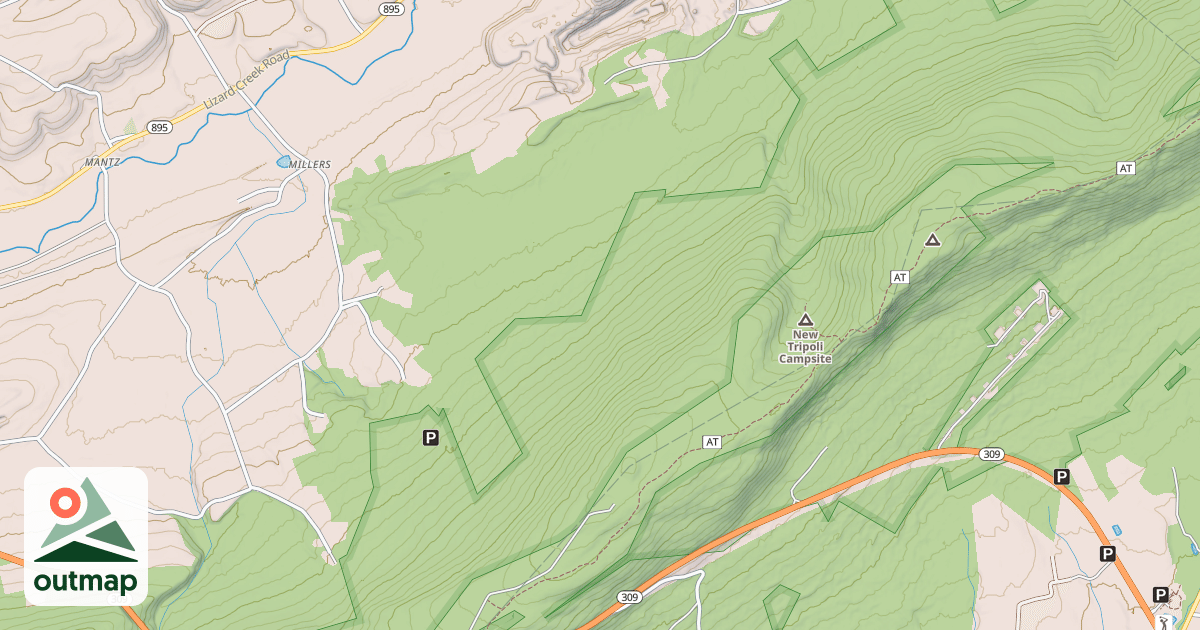Map of Old Woods Road