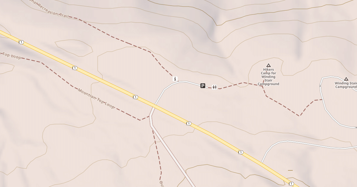 Map preview of WINDING STAIR MTN TRAILHEAD