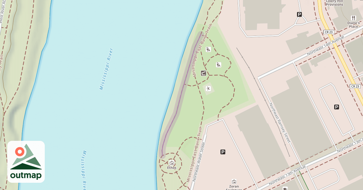 Map of Mississippi East Bank Trail