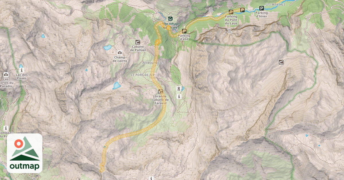Map of Las Lauzes Rouges — Les Mensals