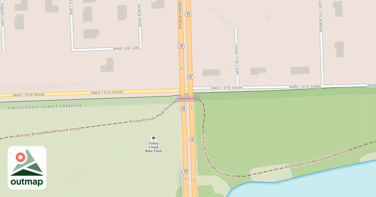 Map of Tinley Creek Red Paved Loop