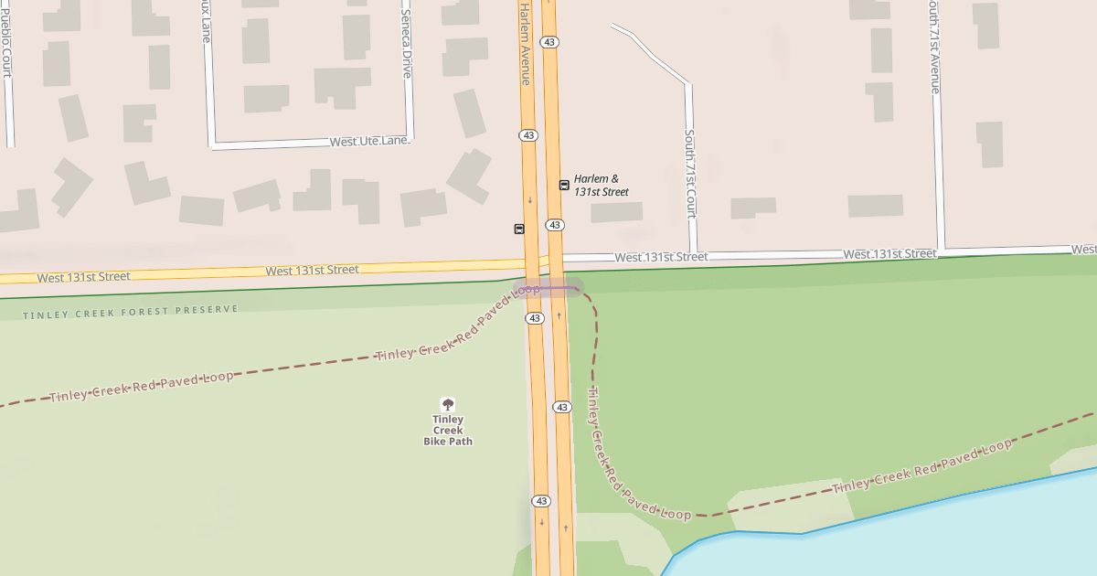 Map preview of Tinley Creek Red Paved Loop