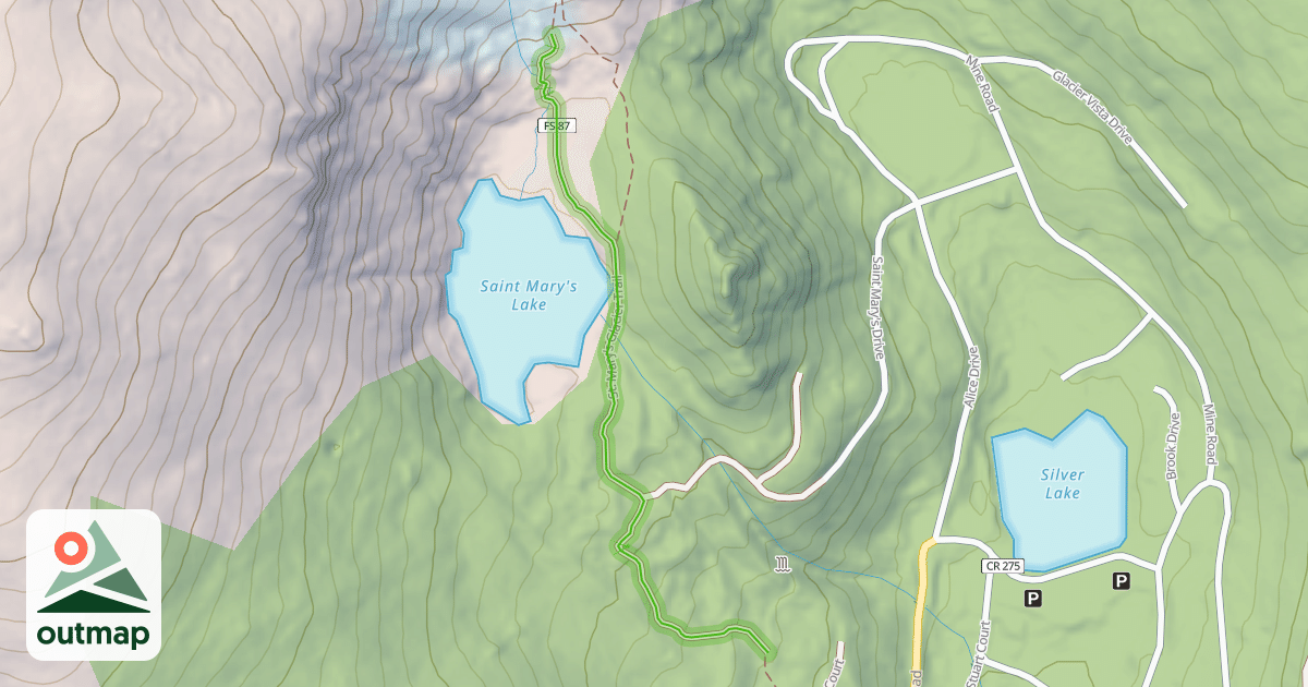 Map of St. Mary's Glacier Trail