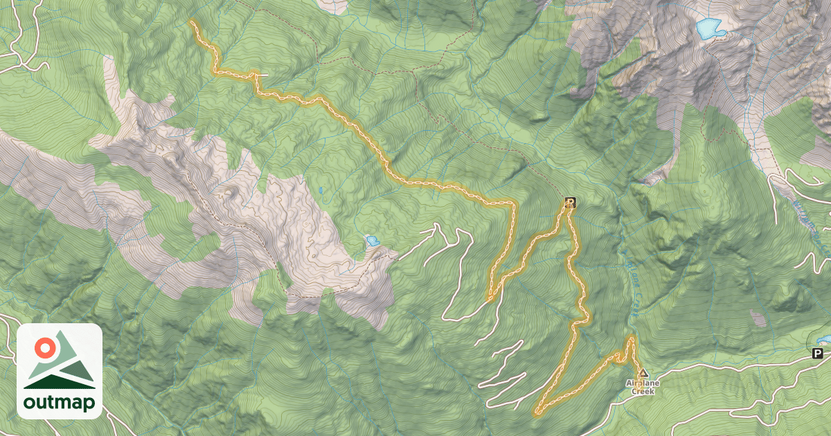 Map of Airplane Creek Forest Service Road