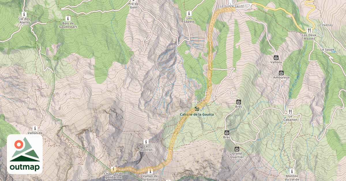 Map of Le Chapeau de Gendarme — Super-Sauze