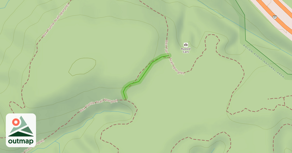 Map of Box Turtle Trail Bypass (purple/white)