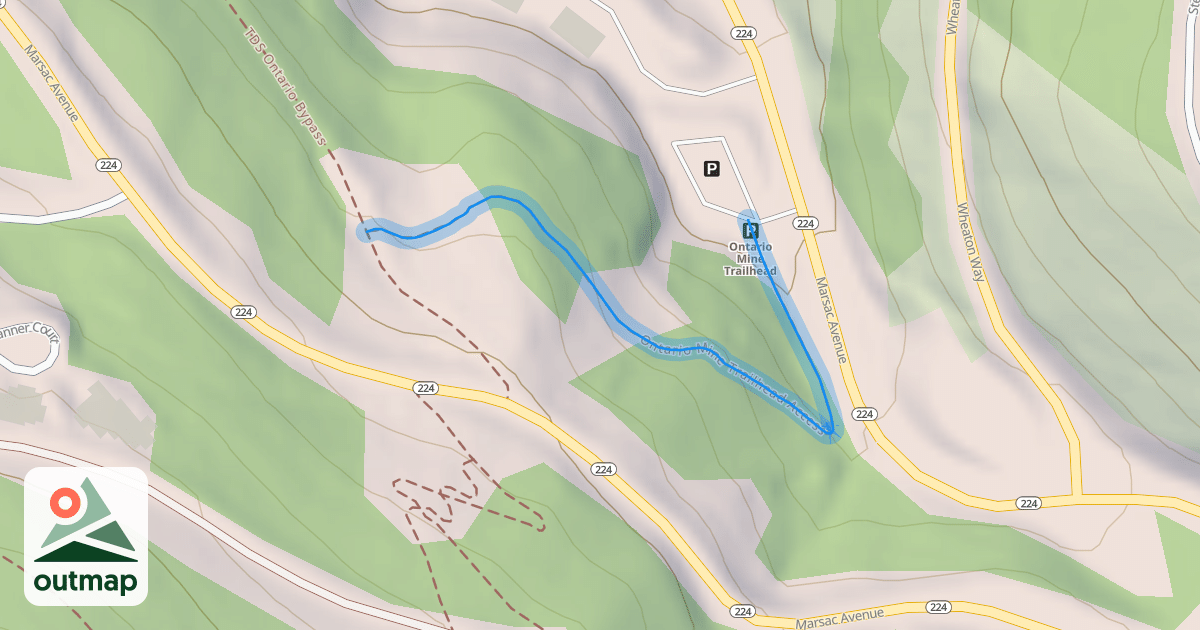 Map of Ontario Mine Trailhead Access