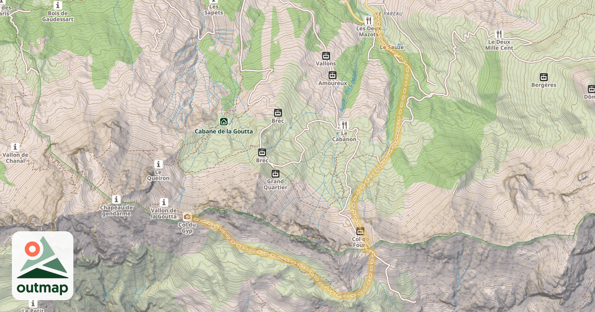 Map of Col de Gyp — Super-Sauze