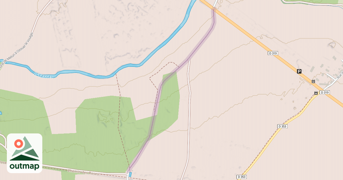 Map of Chemin de Genouilly et Champdeuil à Ozouer-le-Voulgis