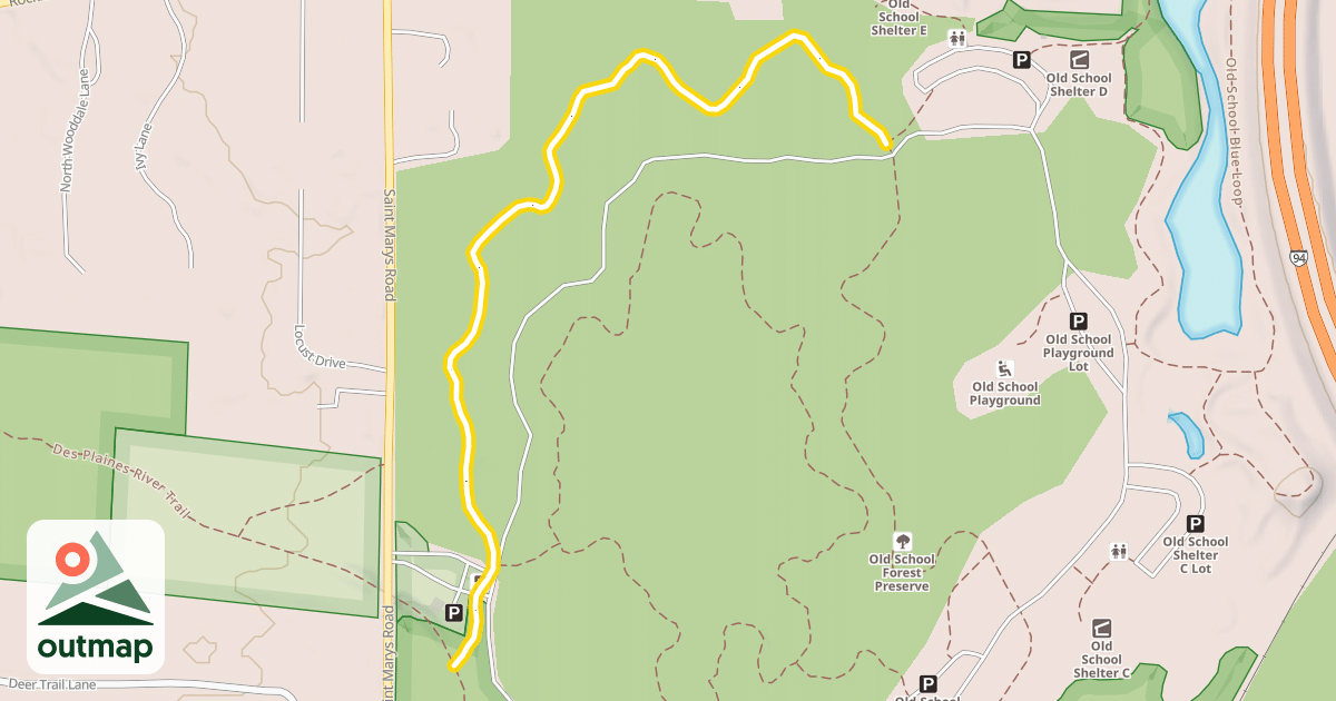 Map of Old School Yellow Trail
