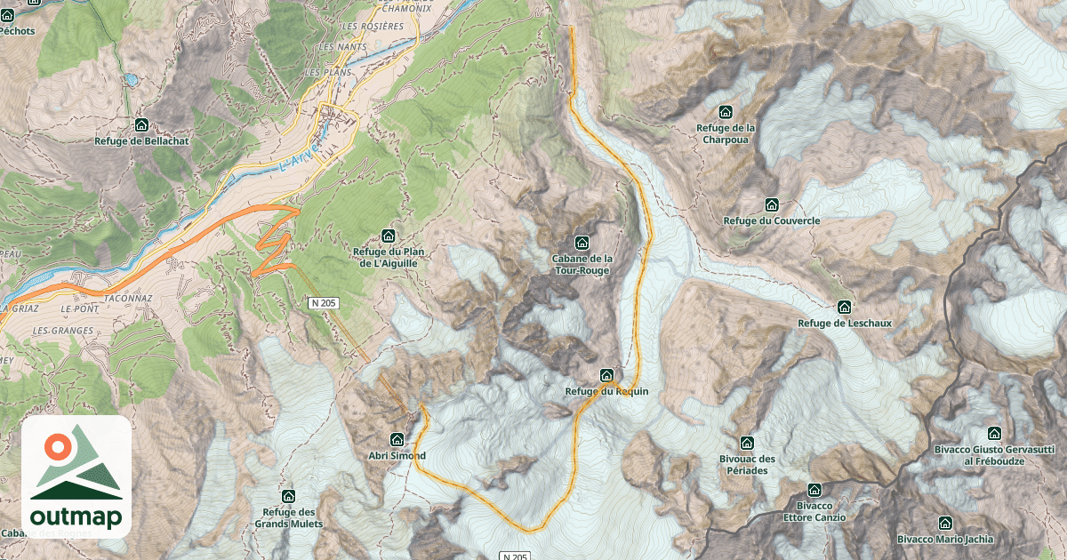 Map of Vallée Blanche classique