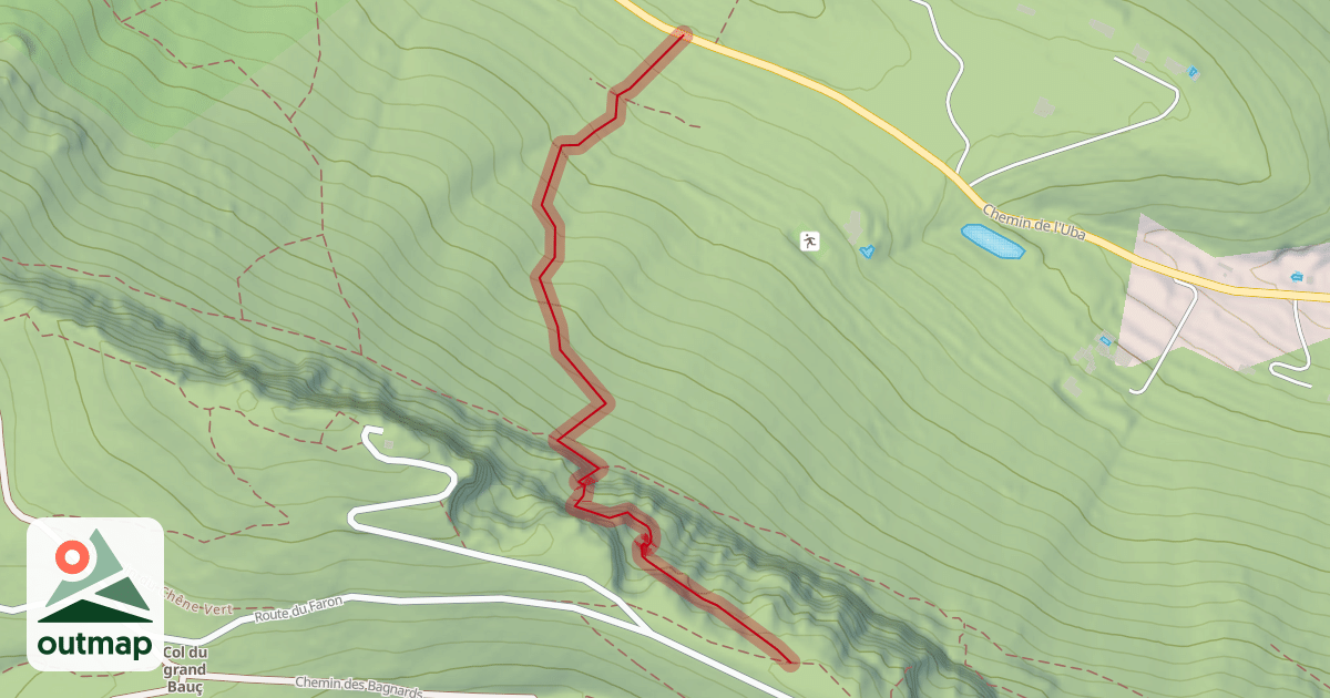 Map of Itinéraire dangereux;accès aux voies d'escalade